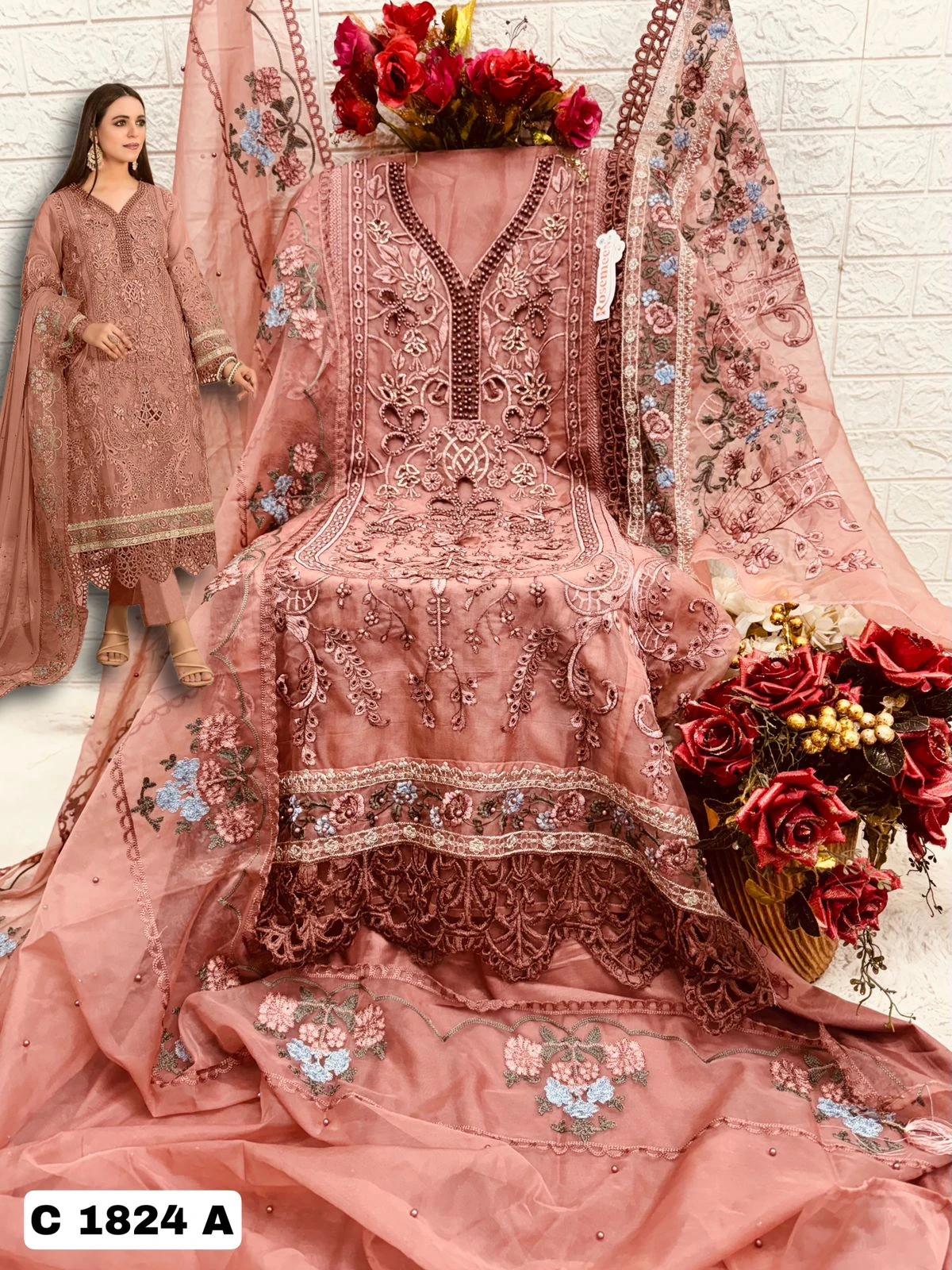 Fepic C 1824 Organza Wholesale Pakistani Salwar Suit Catalog — Wholesale Salwar Suits, MPA wholesale from Surat - Gallery Image 5